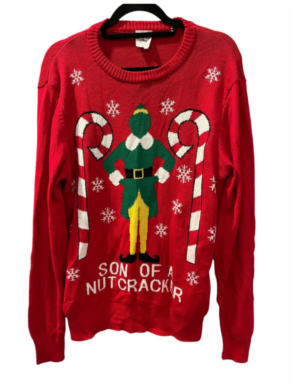 Elf Movie Buddy the Elf Body Ugly Christmas Sweater Red Son Of A Nutcracker M